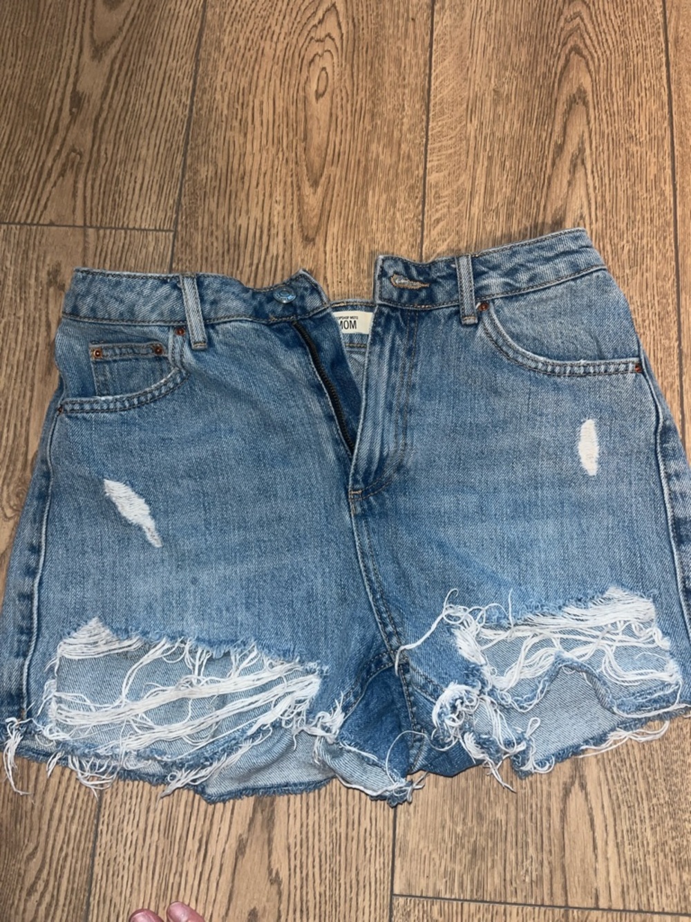 Topshop Distressed Light Blue Denim Jean Shorts